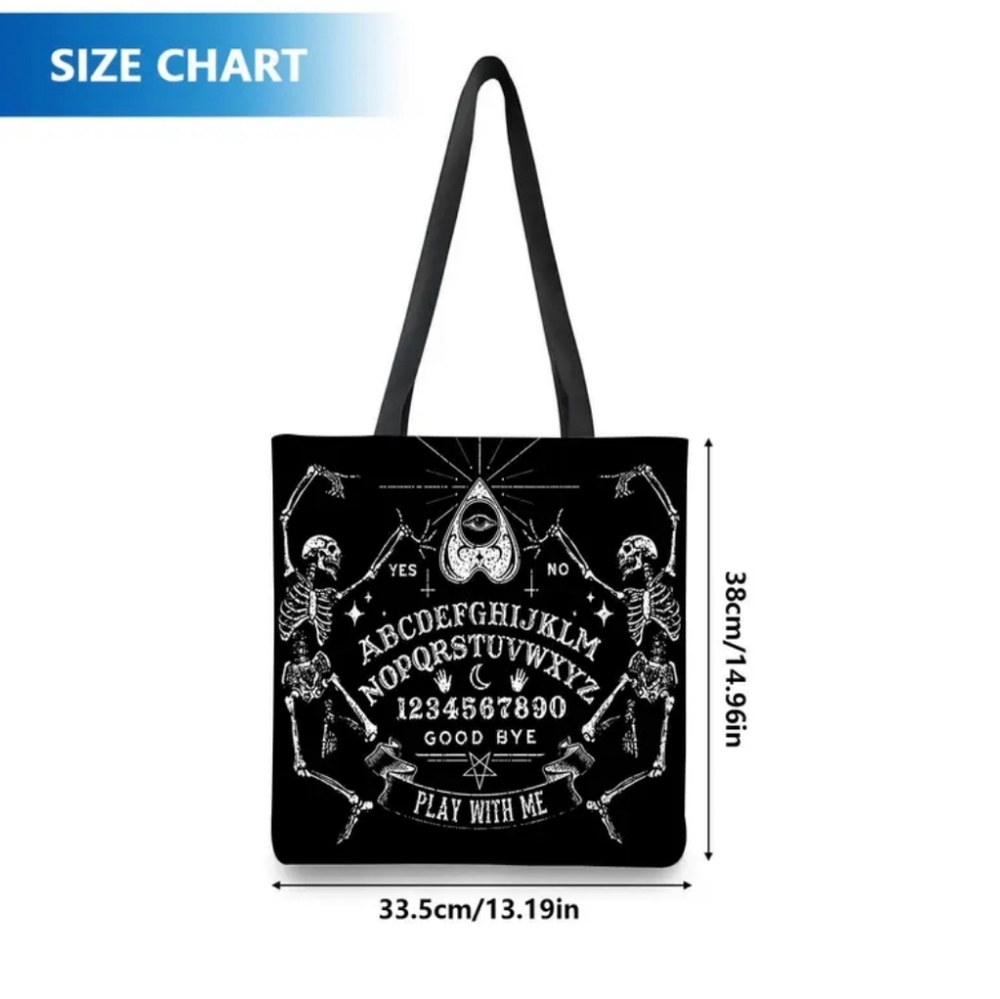 Spooky chic Skeleton ouija shoulder Bag large capacity - Picture 3 of 7